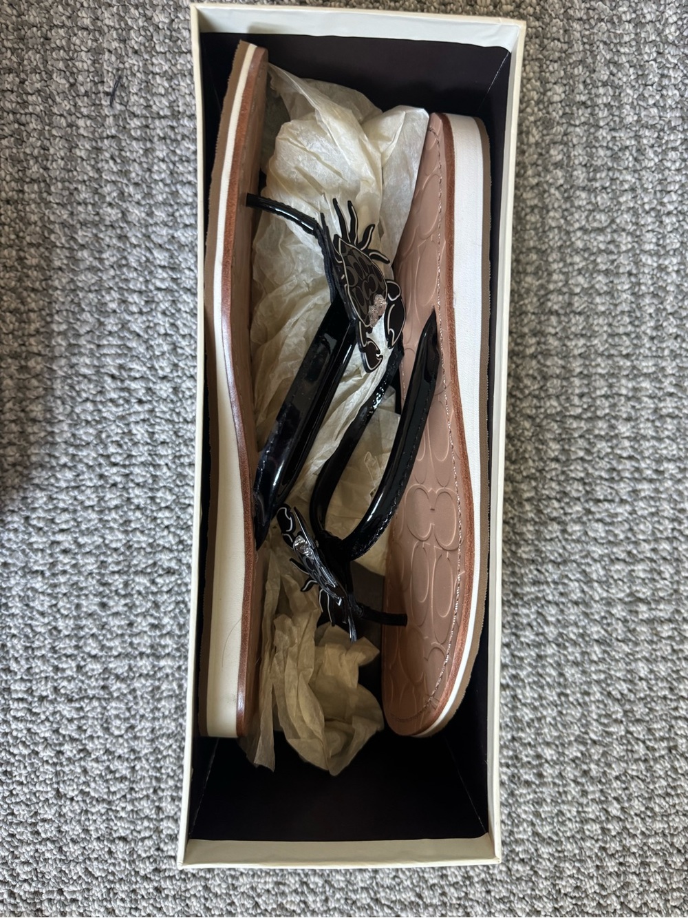 Coach Women's Black Marina Crab Sandals - Tan Insole - Picture 10 of 10